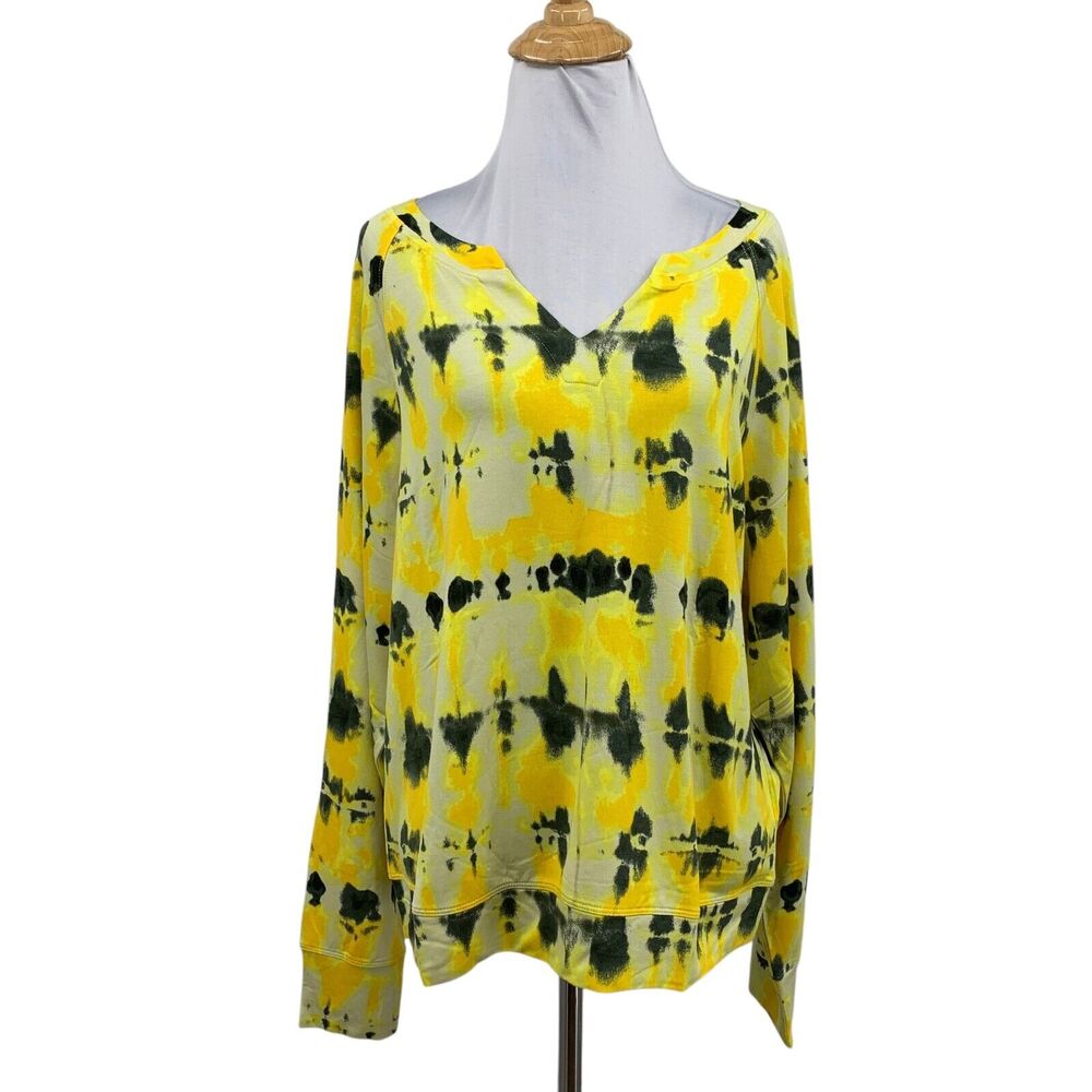 Cabi Sweatshirt Womens L Large Multi Atomic Split Neck Tie Dye Stretch Pullover
